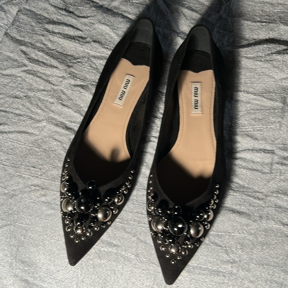 Miu miu flats suede with lots of bobbles - Picture 11 of 15